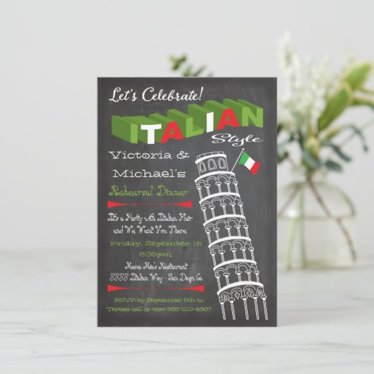 Italiaanse toren van Pisa Rehearsal Dinner Birthda Kaart (Staand voorkant)