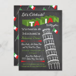 Italiaanse toren van Pisa Rehearsal Dinner Birthda Kaart<br><div class="desc">Laten we de Italiaanse stijl vieren met deze feesttoren van het Pisa-repetitieve diner of de formulering veranderen in verjaardagsfeest of een andere Italiaanse gebeurtenis. Met een handgetekende overzichtsillustratie van de "tower van Pisa", leuke lettertypen op een donkere, slanke achtergrond op het bord. Geweldig voor een pasta diner of een evenement...</div>