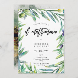 Italiaanse Toscaanse olijven moderne trouwuitnodig Kaart