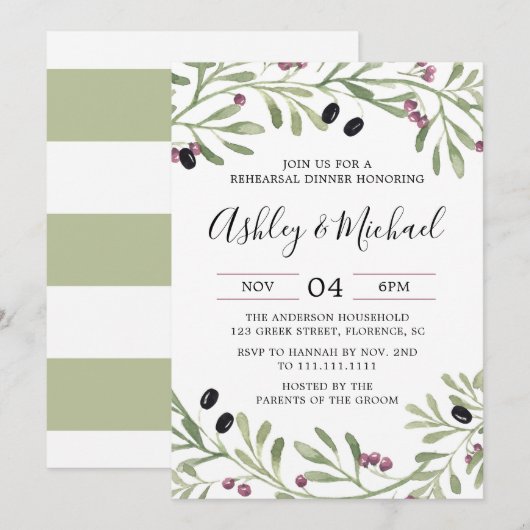 Italiaanse Toscaanse repetitie diner uitnodiging (Voorkant / Achterkant)