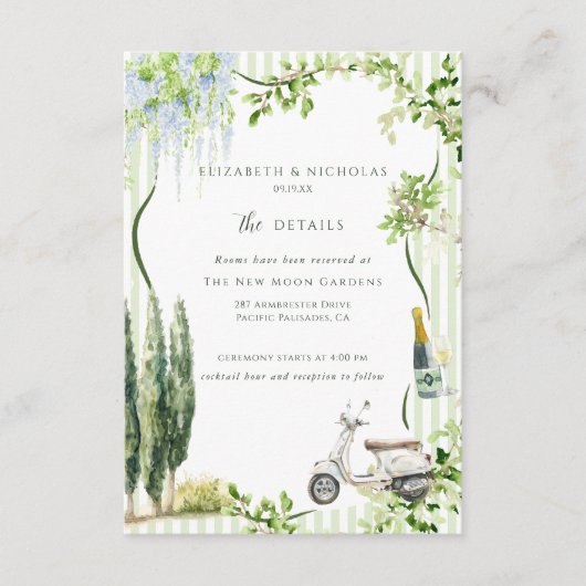 Italiaanse tuin | Details bruiloft gast Informatiekaartje (Voorkant)