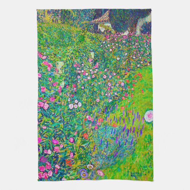 Italiaanse tuin, Gustav Klimt Theedoek (Verticaal)