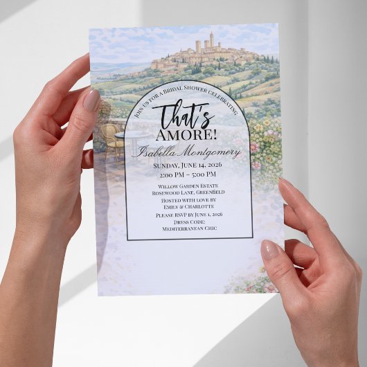 Italiaanse Tuscany Dat's Amore Bruiloftsfeest Kaart