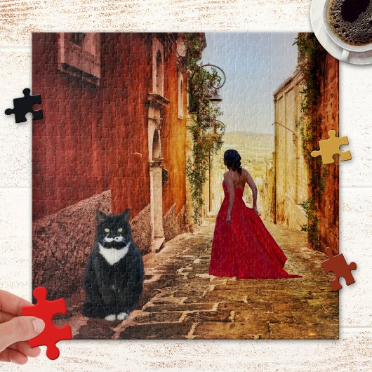 Italiaanse Tuxedo Cat Fine Art Painingpuzzel Legpuzzel