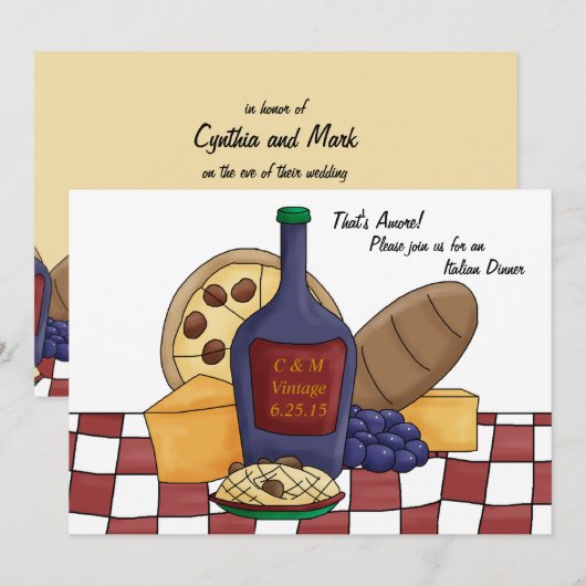 Italiaanse uitnodiging tot het avondeten (Voorkant / Achterkant)