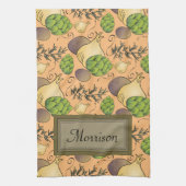 Italiaanse Veggies en Rosemary Custom Monogram Theedoek (Verticaal)