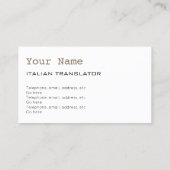 Italiaanse vertaler of tolk-Visitekaartjes Visitekaartje (Achterkant)