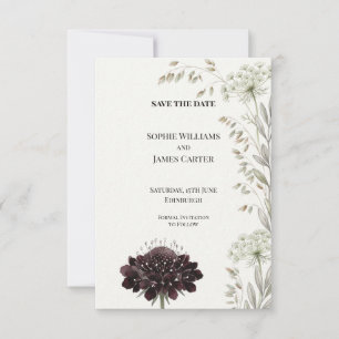 Italiaanse Villa Zwarte Ridder Scabiosa Aquarel Save The Date