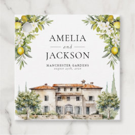 Italiaanse villa's citroenen en olijven bedankjes labels