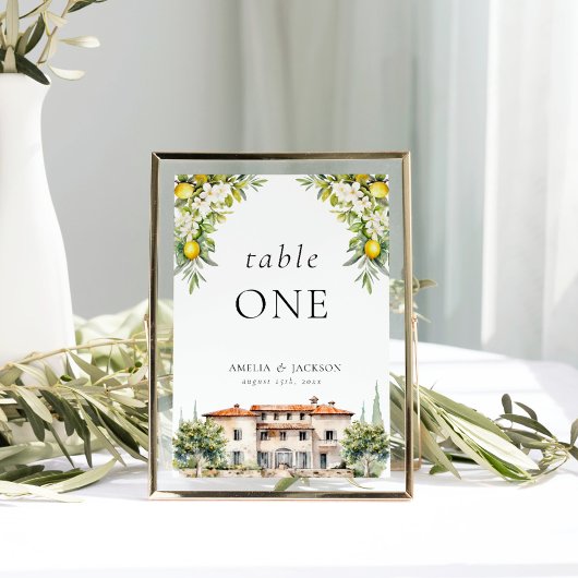 Italiaanse villa's citroenen en olijven kaart