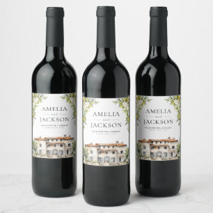 Italiaanse villa's citroenen & olijven wijn etiket