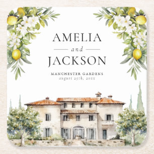 Italiaanse villa's Lemons & Olijven Kartonnen Onderzetters