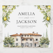 Italiaanse villa's Lemons & Olijven Sparkling Wijnetiket (Enkel label)