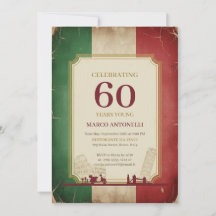 Italiaanse Vintage Uitnodiging 60e Verjaardag