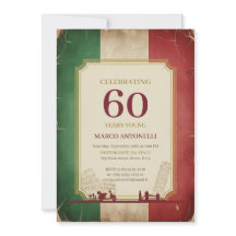 Italiaanse Vintage Uitnodiging 60e Verjaardag