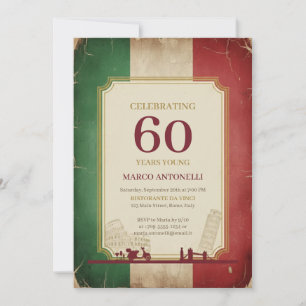 Italiaanse Vintage Uitnodiging 60e Verjaardag