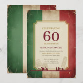 Italiaanse Vintage Uitnodiging 60e Verjaardag (Voorkant / Achterkant)