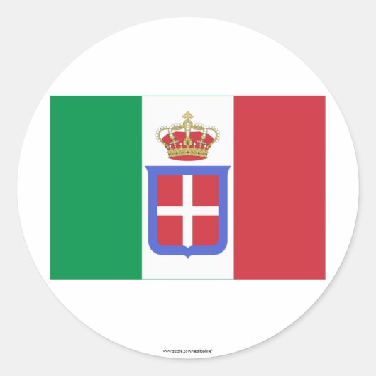Italiaanse vlag (1861-1946) ronde sticker (Voorkant)