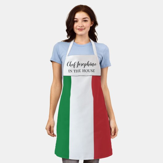 Italiaanse Vlag Aangepaste Chef Naam Grappig Cadea Schort (Gedragen)