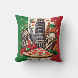 Italiaanse vlag, bezienswaardigheden en pizza-ontw kussen