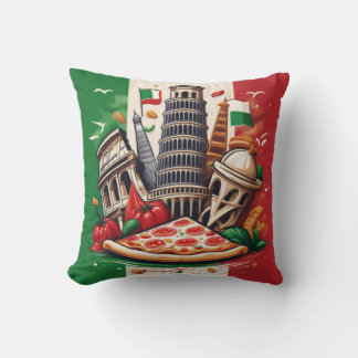 Italiaanse vlag, bezienswaardigheden en pizza-ontw kussen