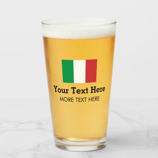 Italiaanse vlag bier glas cadeau met aangepaste te (Voorkant gevuld)