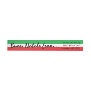 Italiaanse vlag Buon Natale kerstcadeaubon Return Omwikkelbaar Adreslabel