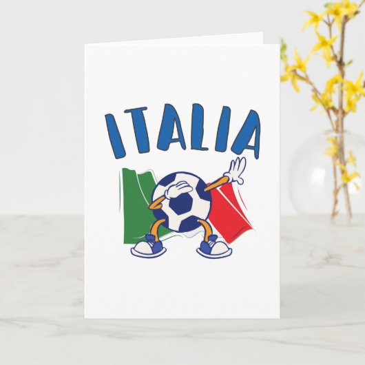 Italiaanse vlag Dabbing Voetbal Kaart (Gele Bloem)