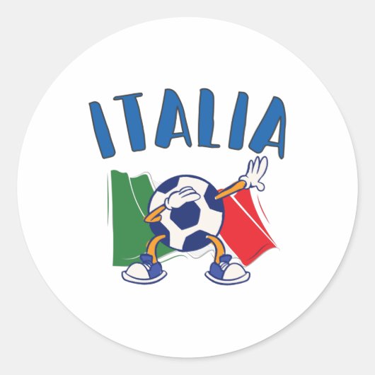 Italiaanse vlag Dabbing Voetbal Ronde Sticker (Voorkant)