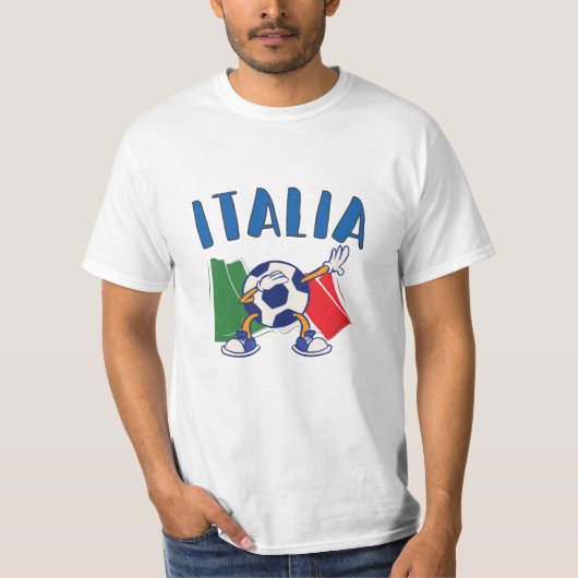 Italiaanse vlag Dabbing Voetbal T-shirt (Voorkant)
