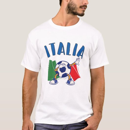 Italiaanse vlag Dabbing Voetbal T-shirt (Voorkant)
