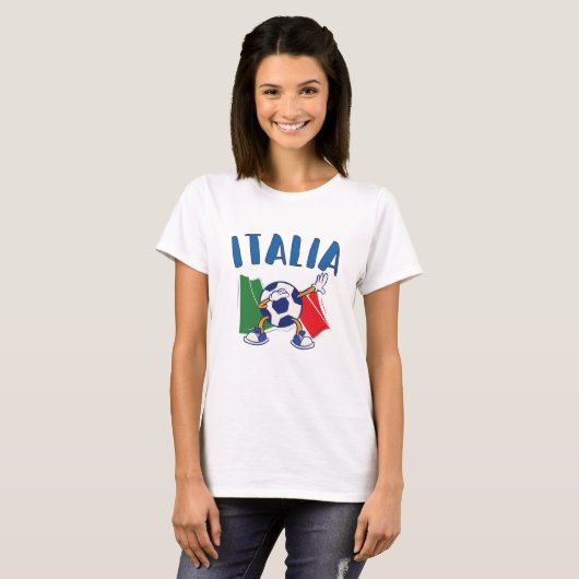Italiaanse vlag Dabbing Voetbal T-shirt (Voorkant volledig)