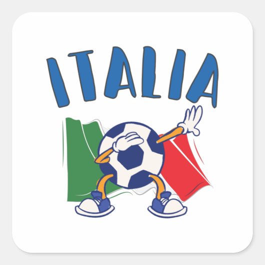 Italiaanse vlag Dabbing Voetbal Vierkante Sticker (Voorkant)