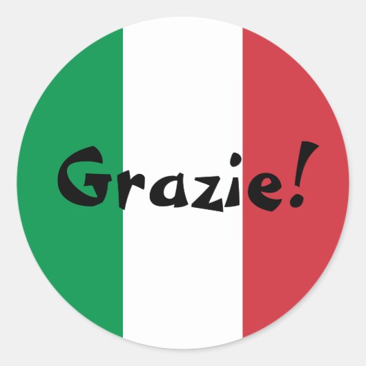 Italiaanse vlag Dank je wel Grazie! Ronde Sticker (Voorkant)