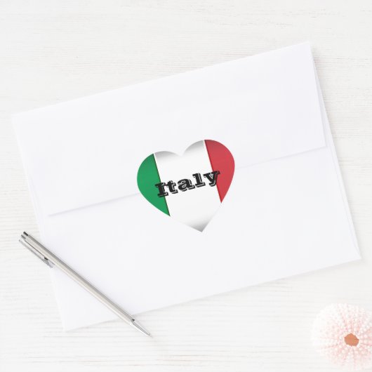 Italiaanse vlag Donkere rand Hart Sticker (Envelop)