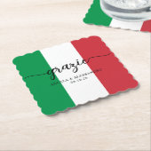Italiaanse vlag Elegante kalligrafie Grazie Kartonnen Onderzetters (Gebogen)