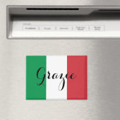 Italiaanse vlag Elegante kalligrafie Grazie Magneet (Insitu (Vaatwasser))