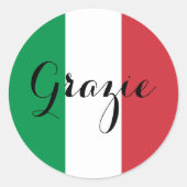 Italiaanse vlag Elegante kalligrafie Grazie Ronde Sticker (Voorkant)