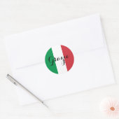 Italiaanse vlag Elegante kalligrafie Grazie Ronde Sticker (Envelop)