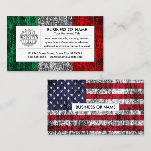 italiaanse vlag EN amerikaanse vlag Visitekaartje (Voorkant / Achterkant)