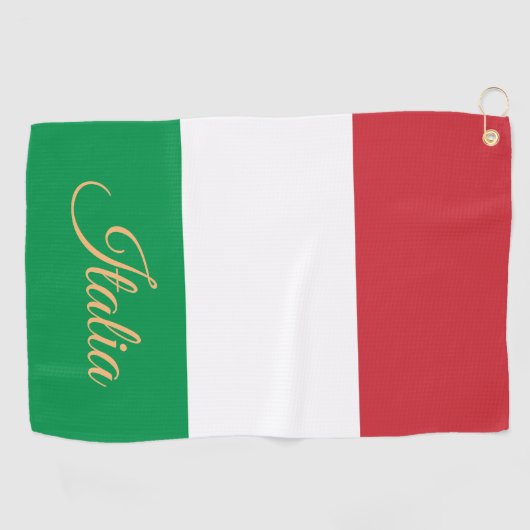 Italiaanse vlag en Italiaanse golfvakantie/sport I Golfhanddoek (Horizontaal)
