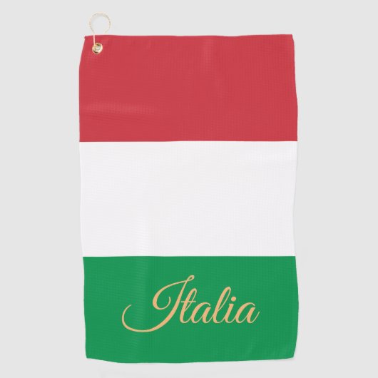 Italiaanse vlag en Italiaanse golfvakantie/sport I Golfhanddoek (Voorkant)