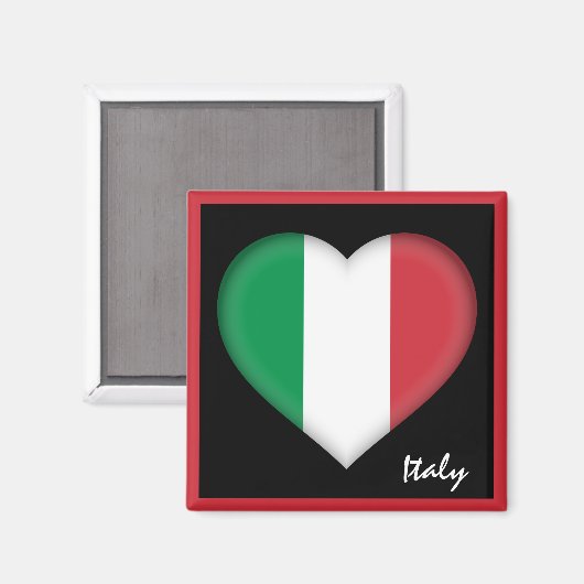 Italiaanse vlag en Italiaanse hartslag Italië/spor Magneet (Voorkant / Achterkant)