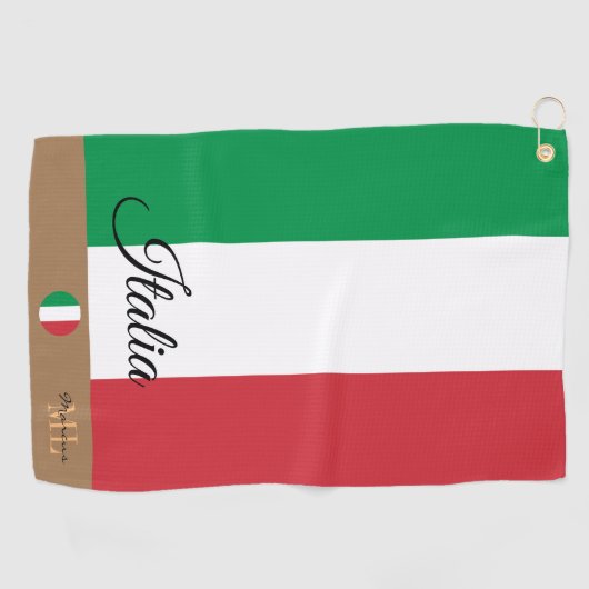 Italiaanse vlag en Italië, monogrammen Golf/sport Golfhanddoek (Horizontaal)