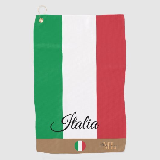 Italiaanse vlag en Italië, monogrammen Golf/sport Golfhanddoek (Voorkant)