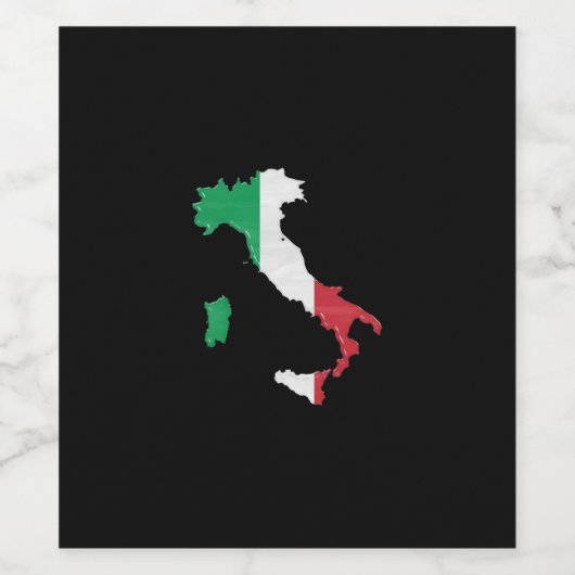 Italiaanse vlag en kaart wijn etiket (Enkel label)