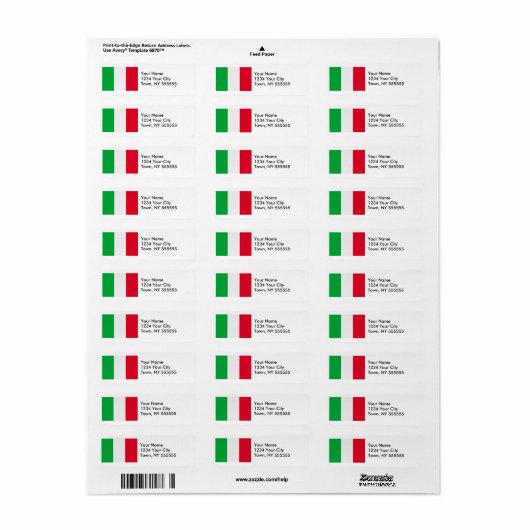 Italiaanse vlag etiket (Full Sheet)