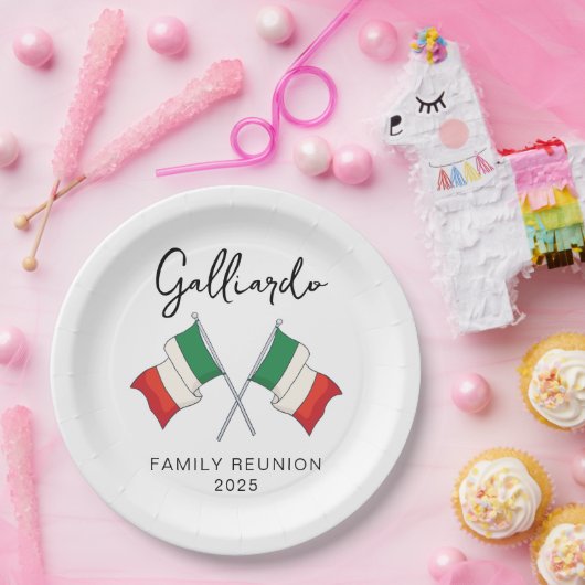 Italiaanse Vlag Familie Reünie  Papieren Bordje (Feest)