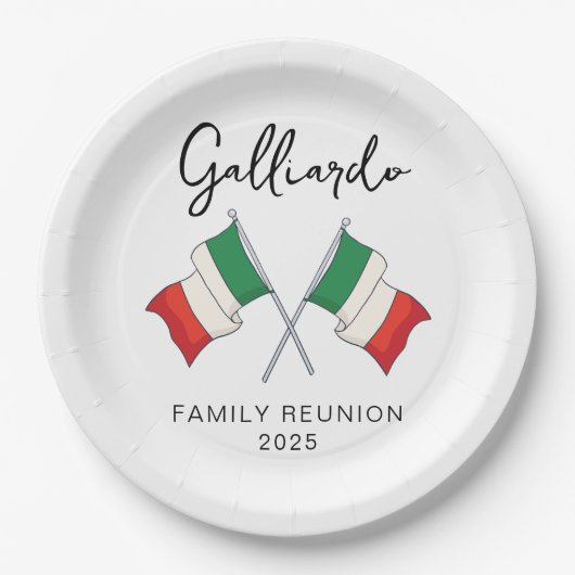 Italiaanse Vlag Familie Reünie  Papieren Bordje (Voorkant)