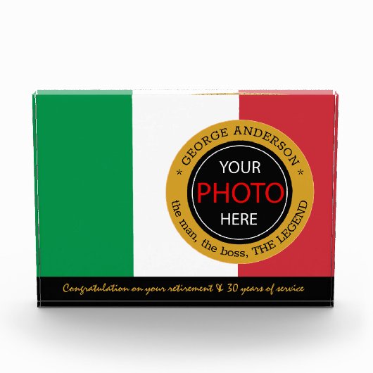 Italiaanse vlag Foto Block & Italy / name badge (Voorkant)